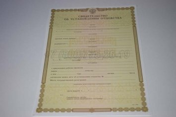 Свидетельство об Установлении Отцовства 2018г в Нижнем Тагиле